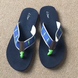 j crew flip flops with canvas straps w/ seahorses